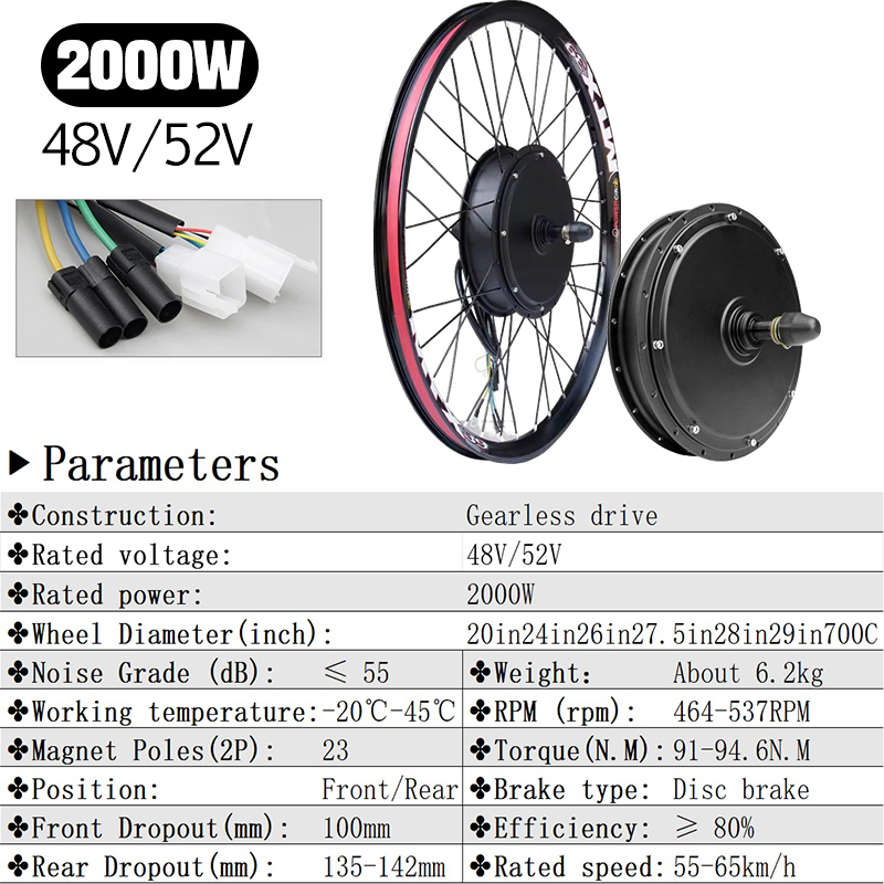 Kit de Conversão para Biciclet - Gearless Hub Motor Conversion Kit 2000W With Display avaliação e preço