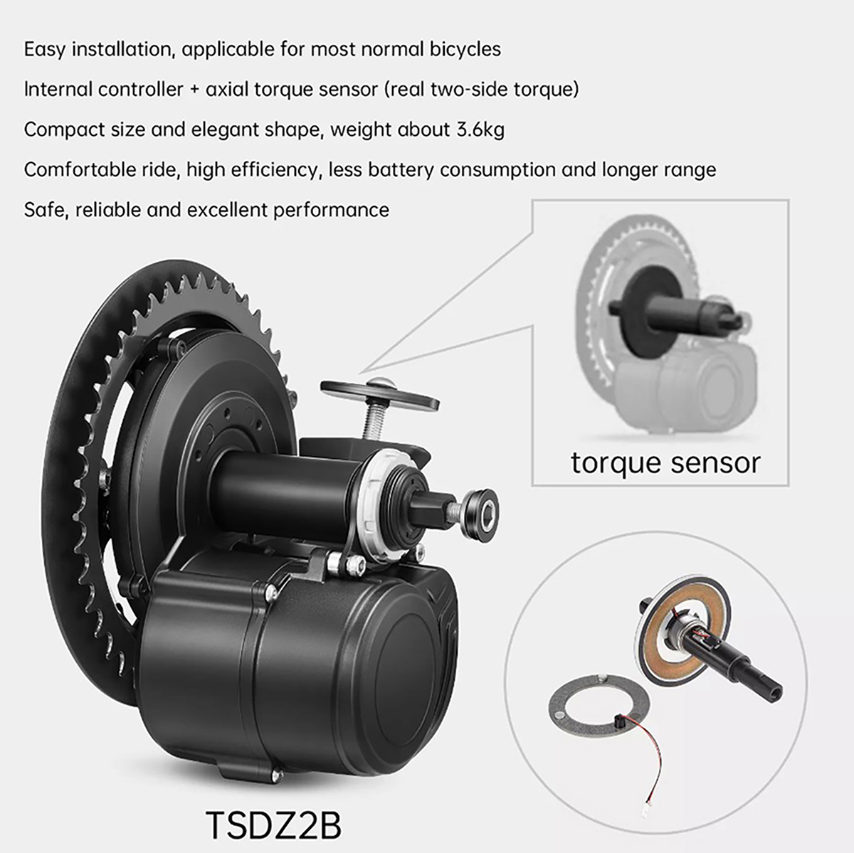 Nova versão tongsheng 48v 500w - Torque Sensor Mid Drive Motor Kit avaliação e preço
